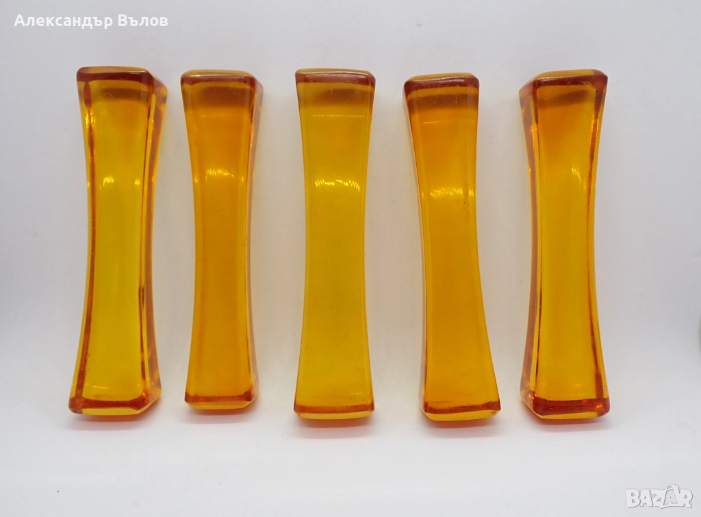 Стар Комплект от 5 бр Поставки за Прибори Луцит Сервиране Изискано Хранене , снимка 1