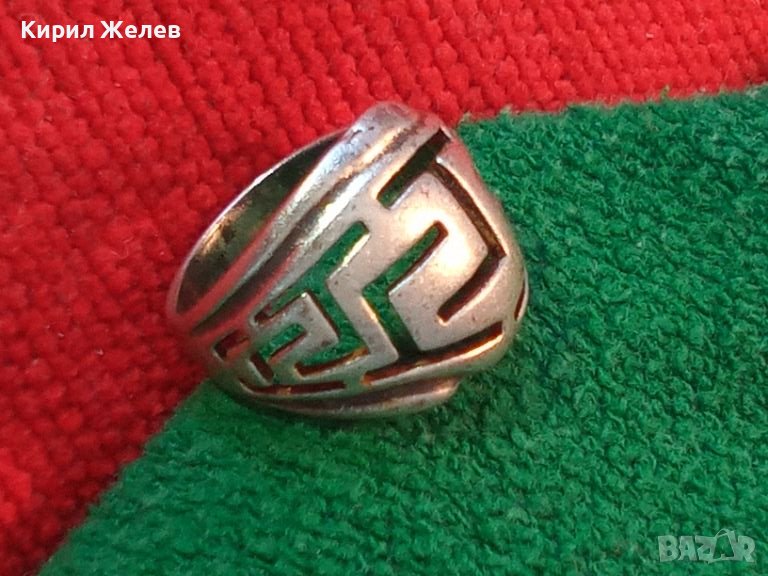 СТАР АЖУРЕН СРЕБЪРЕН ПРЪСТЕН ЛАКИРАНО СРЕБРО 925 МАЙСТОРСКА РЪЧНА ВИНТИДЖ ИЗРАБОТКА 43790, снимка 1