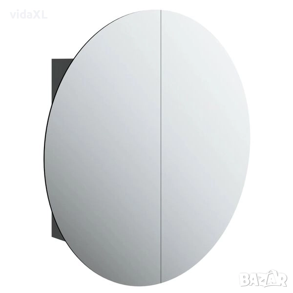 vidaXL Шкаф за баня с кръгло огледало и LED, черен, 54x54x17,5 см(SKU:345588), снимка 1