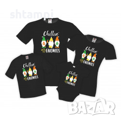 Семеен Комплект Тениски Великден Chillin With My Gnomies,Великден,Празник,Заек,Яйце,Easter,, снимка 1