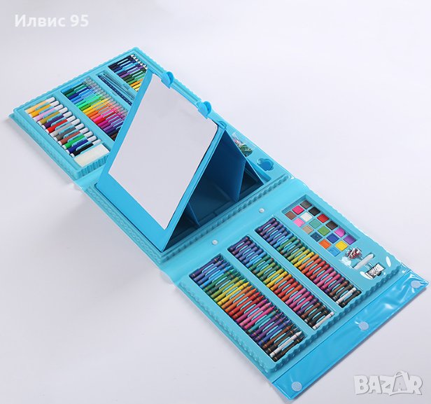 Детски комплект за рисуване в куфар от 208 части / син цвят, снимка 1