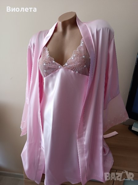 Сатенена нощница с халат, снимка 1