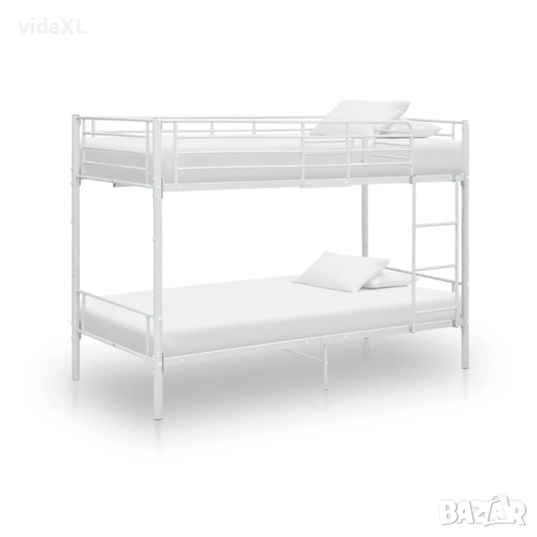 vidaXL Двуетажно легло, бяло, метал, 90x200 см(SKU:287909), снимка 1