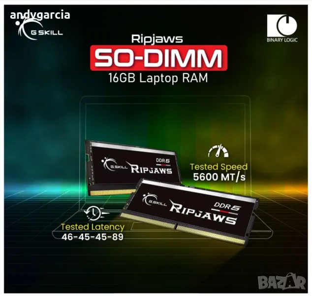 32GB DDR5 5600mhz КИТ G.Skill RipJaws SO-DIMM Kit  sodimm рам памет за латоп ram for laptop ГАРАНЦИЯ, снимка 1