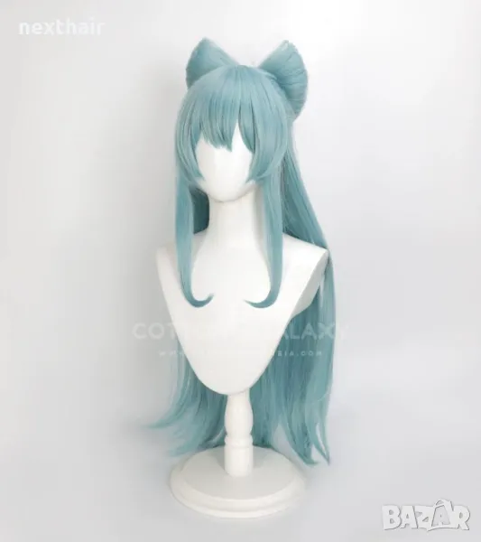 Висококачествена аниме перука Genshin Impact Yumemizuki Mizuki в ментово зелено, снимка 1