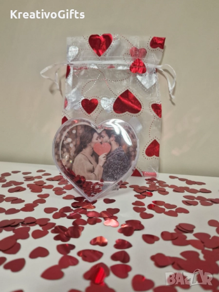 Преспапие във формата на сърце със снимка по твой избор, снимка 1