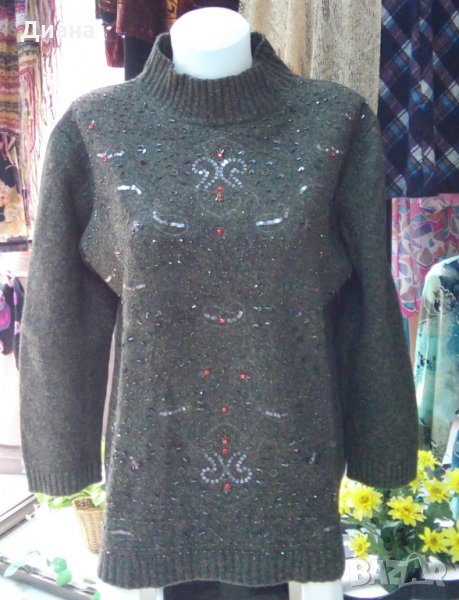  Дамски пуловер-ръчно плетиво, снимка 1