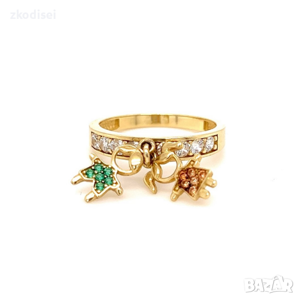 Златен дамски пръстен 3,26гр. размер:57 14кр. проба:585 модел:21989-5, снимка 1