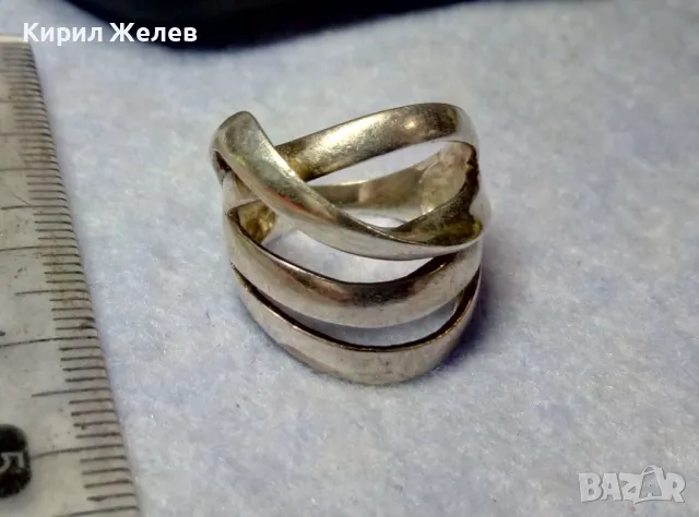 СТАР ШИКОЗЕН СРЕБЪРЕН ПРЪСТЕН СРЕБРО 925 АЖУРНА ХУДОЖЕСТВЕНА РЪЧНА БИЖУТЕРСКА ИЗРАБОТКА 30430, снимка 3 - Пръстени - 49885925