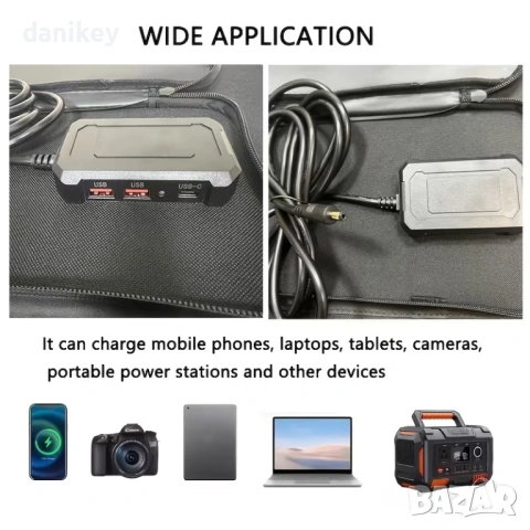 Мощен Сгъваем Соларен Панел 120W (Peak) – Монокристален | USB-C, XT60, DC за Къмпинг, снимка 4 - Къмпинг осветление - 53750304