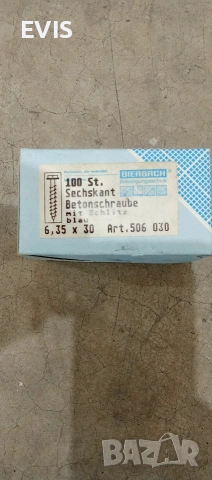Винтове за директен монтаж в бетон BIERBACH (6.35 x 30 мм) – 100 бр., снимка 2 - Железария - 53629605