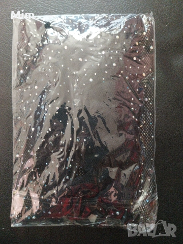 one size Черен еластичен гащеризон мрежа с камъчета преливащи на светлината с отворено дъно , снимка 3 - Гащеризони - 52750117