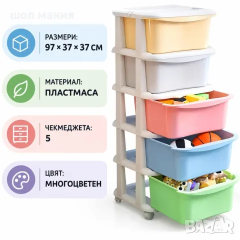 Мобилен пластмасов стелаж с 5 чекмеджета, снимка 5 - Мебели за детската стая - 56128159