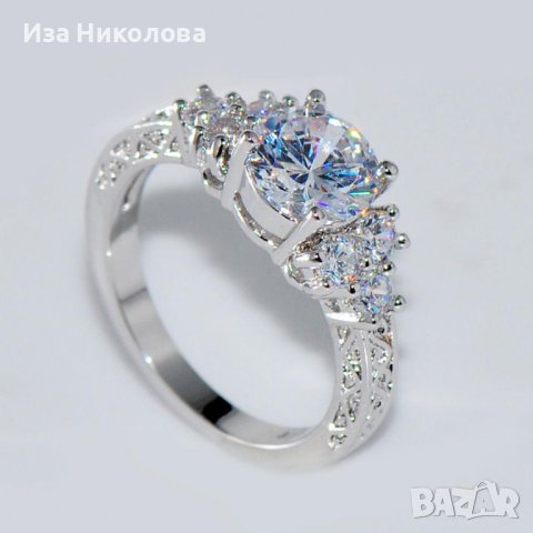 Посребрен пръстен с австрийски кристали, снимка 3 - Пръстени - 41561144