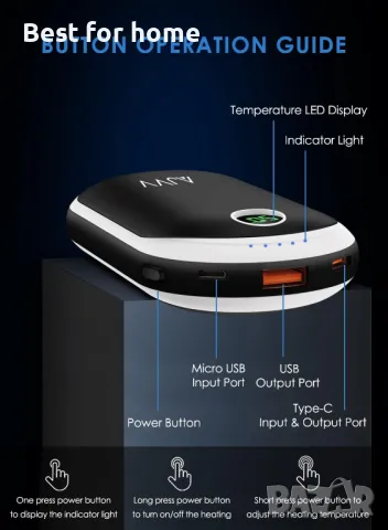 Външна батерия - нагревател за ръце 10000 mAh, снимка 6 - Външни батерии - 49418413