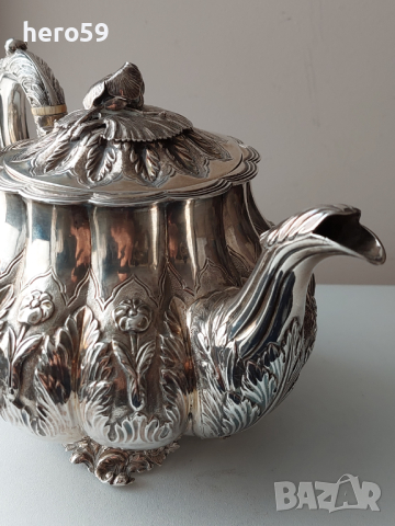 Стара сребърна-925 английска кана(чайник) сребро 925 проба, снимка 5 - Антикварни и старинни предмети - 44583376