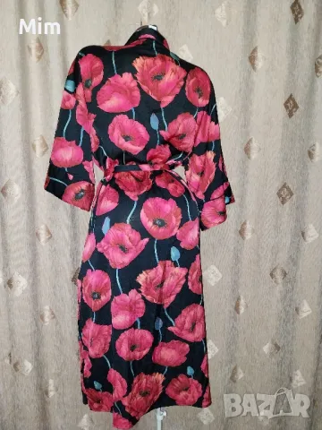 S/M Черен халат на червени макове, снимка 6 - Нощници - 48411143