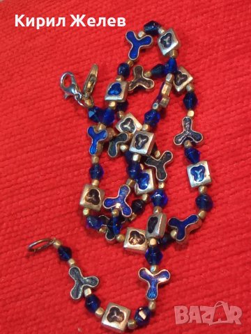 ПРЕКРАСНО ПОСРЕБРЕНО ЕМАЙЛИРАНО КРИСТАЛНО АРТ НУВО СТИЛ МЕДНО КОЛИЕ 38682, снимка 2 - Колиета, медальони, синджири - 41682631