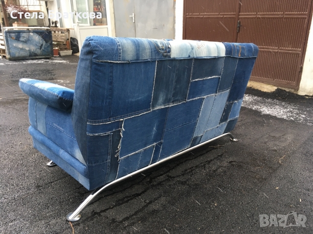 Дънков диван Претапициран , снимка 6 - Дивани и мека мебел - 36107477