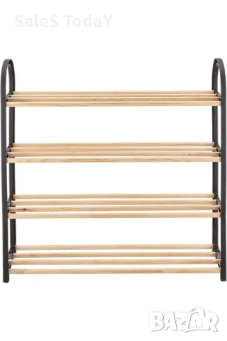 Етажерка за обувки с 4 рафта, поставка за обувки, 64х18х64см, снимка 7 - Етажерки - 41464328