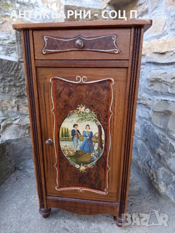 Стар Антикварен Ръчно Рисуван Дървен Шкаф Шкавче., снимка 12 - Антикварни и старинни предмети - 51326489