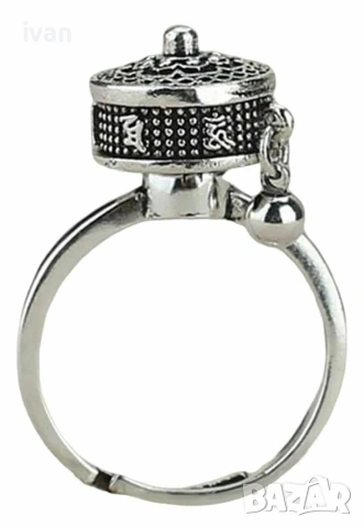 сребърен пръстен с ротационна корона , снимка 2 - Пръстени - 53132790
