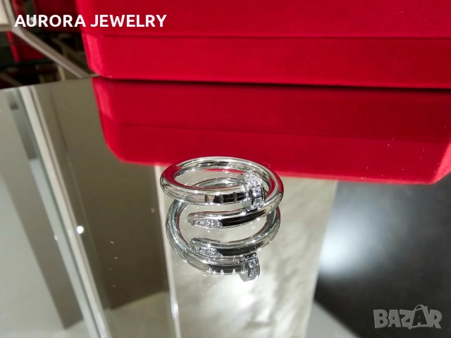 CARTIER Nail Juste un Clou Classic Silver Diamonds Пръстен Пирон, снимка 3 - Пръстени - 52905432