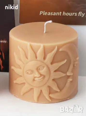 3d слънце и луна кръг цилиндър силиконов молд форма фондан свещ смола гипс шоколад декор , снимка 3 - Форми - 49339646