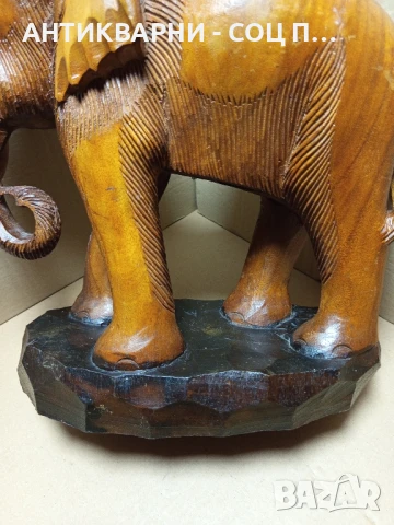 Стар Голям Ръчно Изработен Дървен Слон., снимка 10 - Антикварни и старинни предмети - 50991470