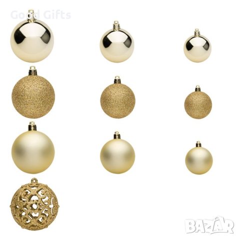 50 броя Комплект Златни коледни топки в 3 размера, снимка 2 - Други стоки за дома - 42671954