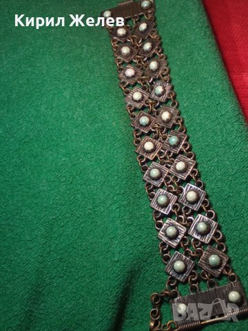 19 ВЕК СКЪПОЦЕННА ВЪЗРОЖДЕНСКА ПОСРЕБРЕН БРОНЗ МАЙСТОРСКА ЕТНО ОГЪРЛИЦА с ЩИФТ НАКИТ за НОСИЯ 11842, снимка 4 - Антикварни и старинни предмети - 33216558