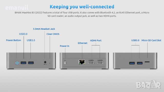 BMAX B3 B6 B7 Mini PC Intel i3 i5 i7 2.9-5GHz 16GB DDR4 512-1TGB SSD, снимка 3 - Геймърски - 41325188