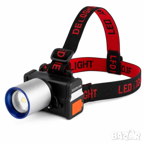 LED челник с zoom и power bank