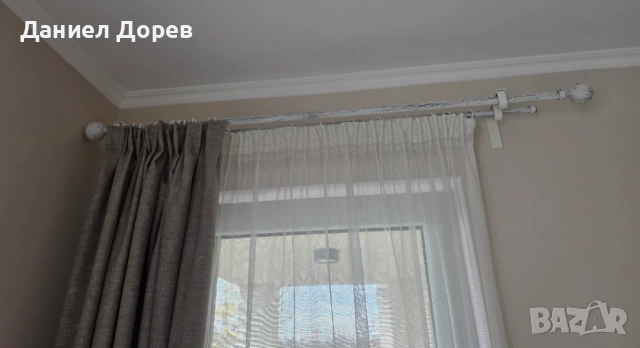 ДВОЕН РАЗТЕГАТЕЛЕН КОРНИЗ GARDINIA МИРА 160-300 СМ. БЯЛО-ЗЛАТНО 