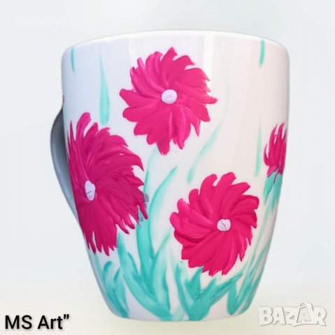 Ръчно рисувана порцеланова чаша, снимка 3 - Чаши - 36010850