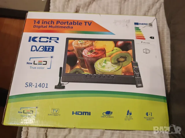 KCR SR-1401 14" Преносим телевизор DVB-T2 с батерия / Portable TV, снимка 4 - Телевизори - 56121776