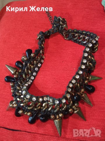 МАСИВНА БРОНЗОВА ОГЪРЛИЦА с ЦИРКОНИ и ШИПОВЕ ХЕВИ-МЕТАЛ Нео ГОТИКА СТИЛ 15123, снимка 2 - Колиета, медальони, синджири - 30625545
