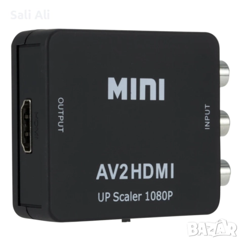RCA AV (чинчове) към HDMI конвертор 1080P AV2HDMI NTSC PAL адаптер, снимка 3 - Кабели и адаптери - 51802592