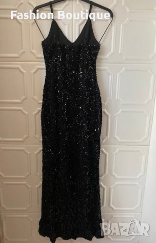 Елегантна черна рокля дълга с пайети, снимка 3 - Рокли - 39121941