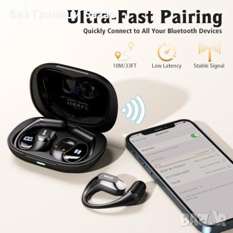 Нови Open Ear спортни слушалки с куки, 15mm драйвер, LED дисплей, ENC, снимка 3 - Bluetooth слушалки - 53569776