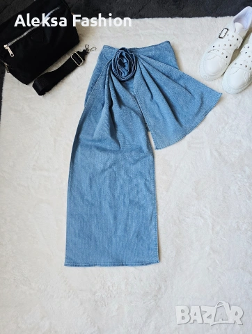 Дамска къса дънкова пола с 3D роза, снимка 13 - Поли - 50524464