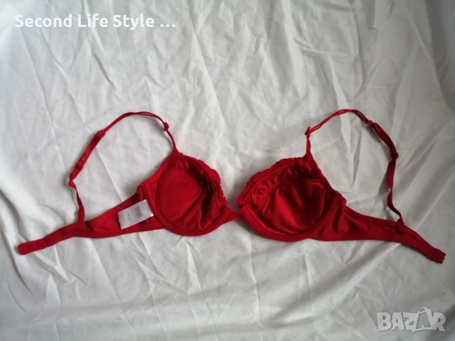75A червен сутиен розички H&M, снимка 9 - Бельо - 52900023