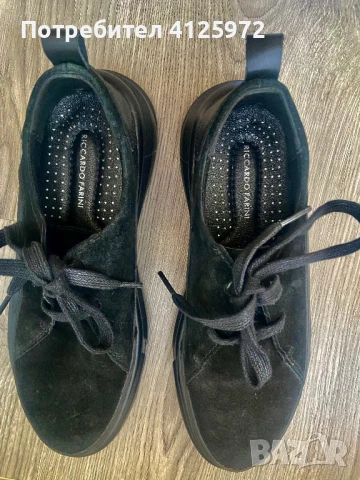 Спортно елегантни черни обувки/ маратонки, велур, размер 37,5, снимка 2 - Дамски ежедневни обувки - 50925500