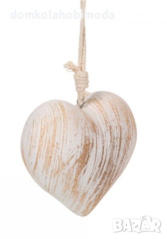 Декоративно висящо сърце дърво, бяло златисто/13x6x12 см, снимка 2 - Романтични подаръци - 39429127