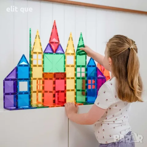 Магнитни 3D блокчета – комплект от 106 части, снимка 4 - Конструктори - 55877004