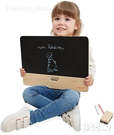 Нова Свободностояща черна дъска Janod дървена играчка писане рисуване, снимка 9 - Образователни игри - 40739022