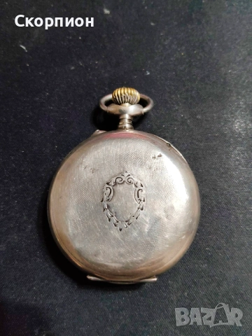 Швейцарски СРЕБЪРЕН джобен часовник 1905г.  - 10 РУБИНА ПРОМОЦИЯ, снимка 5 - Джобни - 48361829