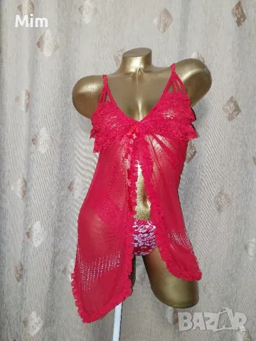 S/M Ярко червена къса нощница и полупрашка , снимка 8 - Нощници - 50227910