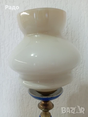 Красива синя порцеланова лампа, снимка 4 - Настолни лампи - 51338160