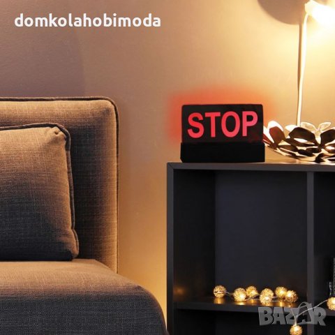 Светеща табела STOP, 18х3х12см, с 3 AA батерии, снимка 2 - Друга електроника - 39229557